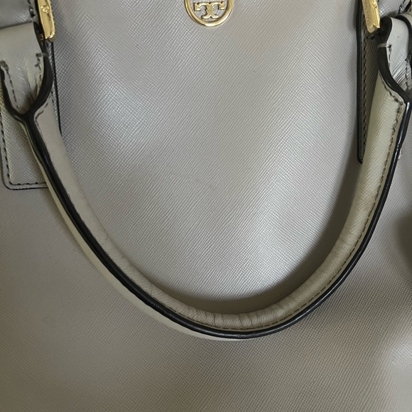 Gray Tory Burch Large Robinson Leather Satchel